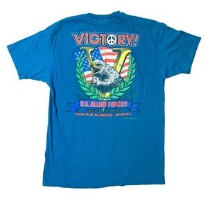 90’s Vintage American Eagle Flag Victory Allied Forces Desert Storm Hawaii XL